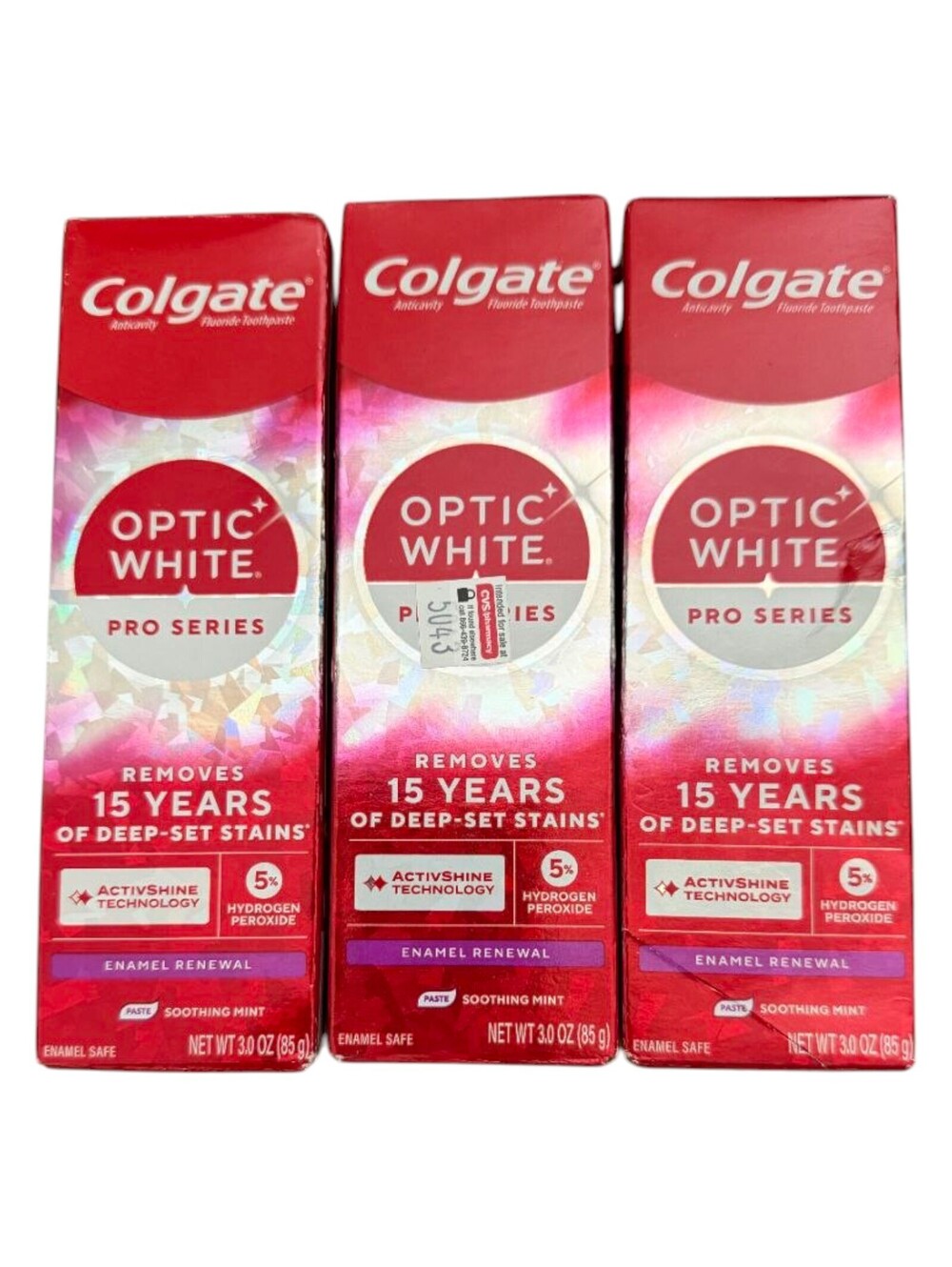 Lot of 3 Colgate Optic White Pro Series Toothpaste 3oz Exp 2027